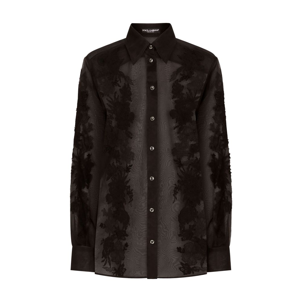 Dolce & Gabbana Organza shirt with lace appliqués