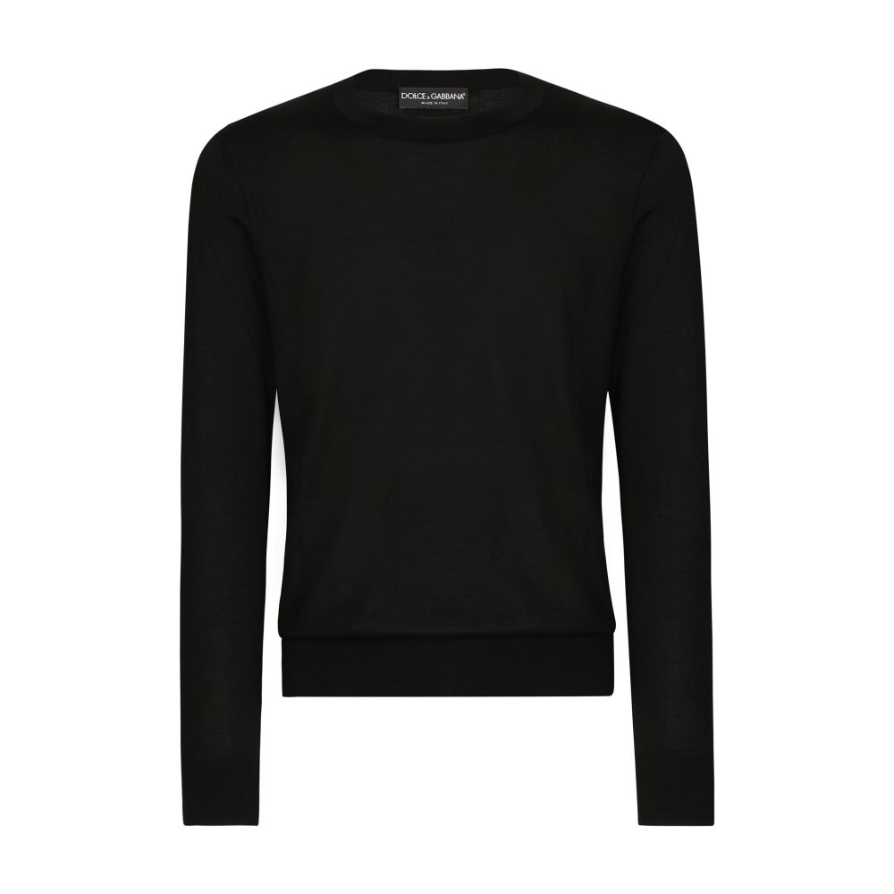 Dolce & Gabbana Round-neck silk sweater with logo