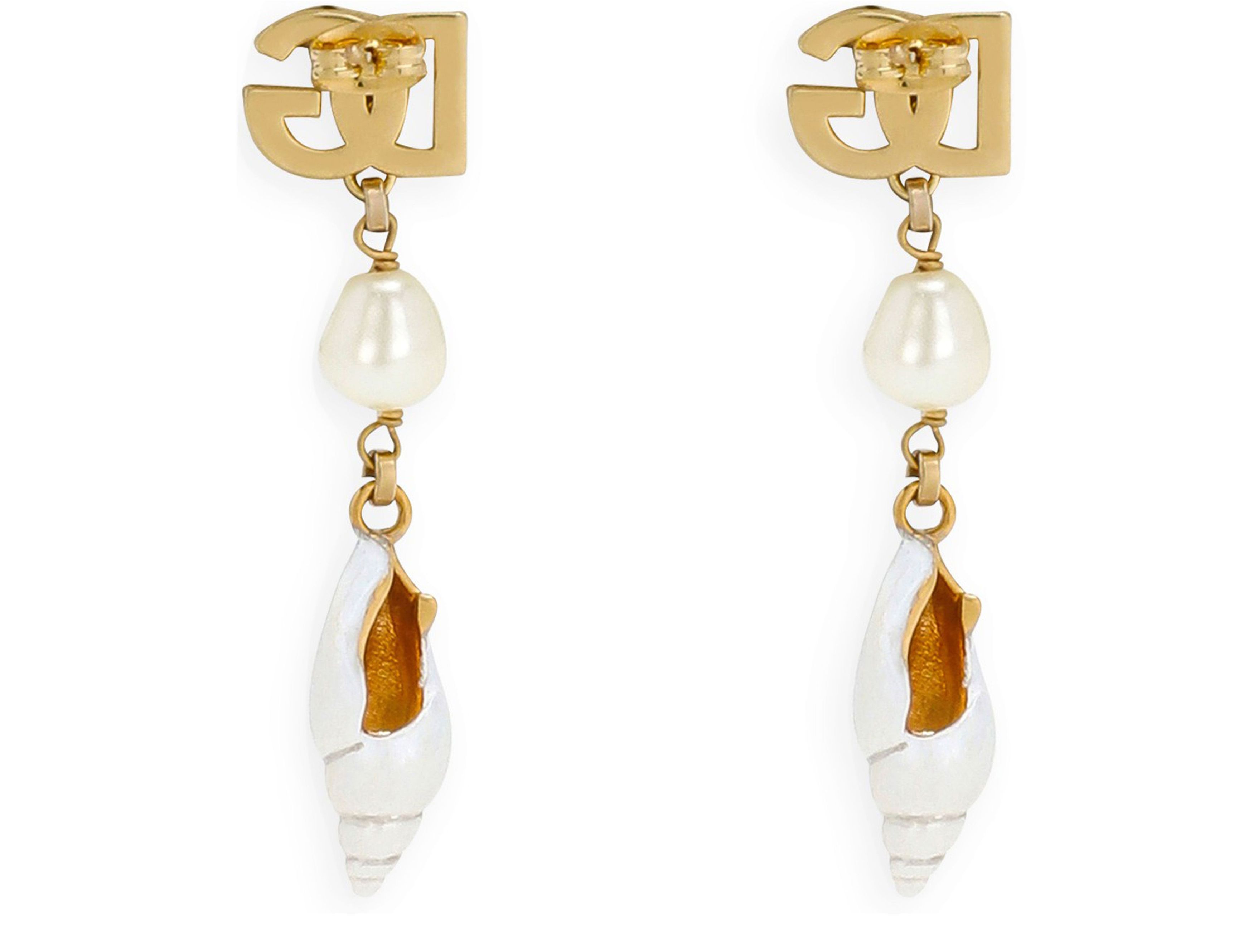 Dolce & Gabbana Earrings with DG logo and shell