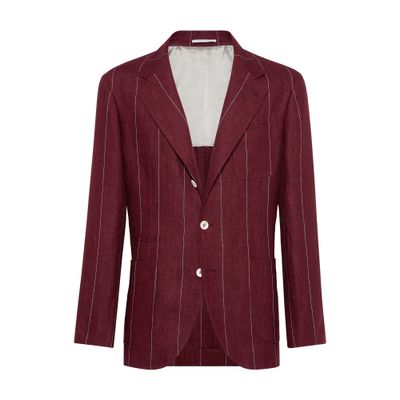 Brunello Cucinelli Deconstructed wide chalk stripe blazer