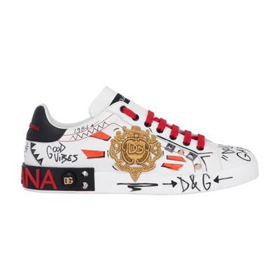 Dolce & Gabbana Calfskin Portofino sneakers with embroidery and studs