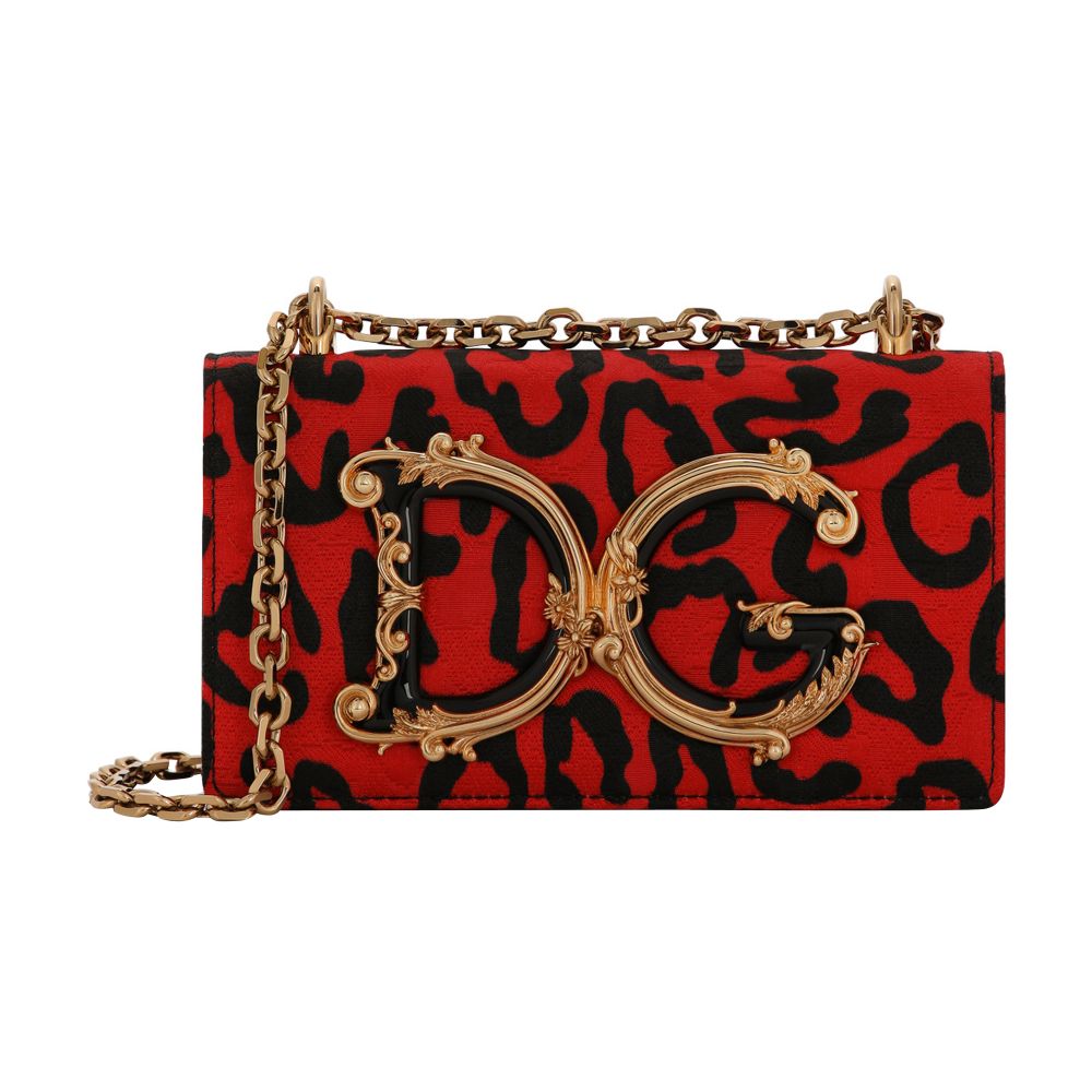 Dolce & Gabbana Leopard-print brocade DG Girls phone bag