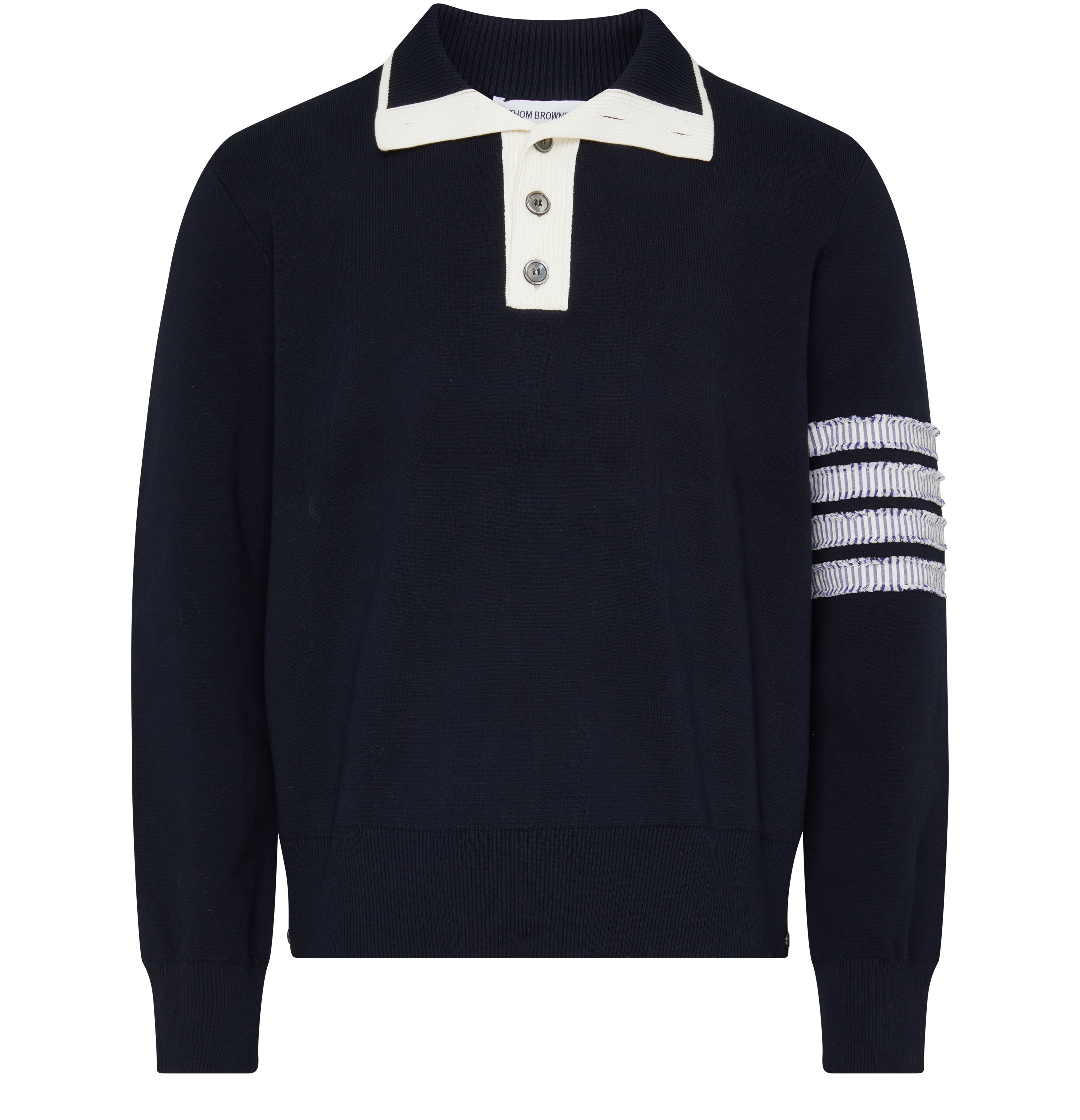 Thom Browne 4-Bar stripe mock neck sweater