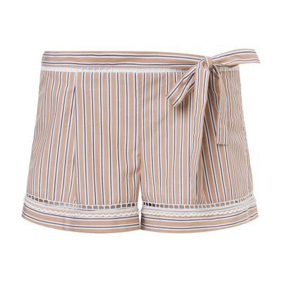 Alberta Ferretti Shorts in striped poplin with bow