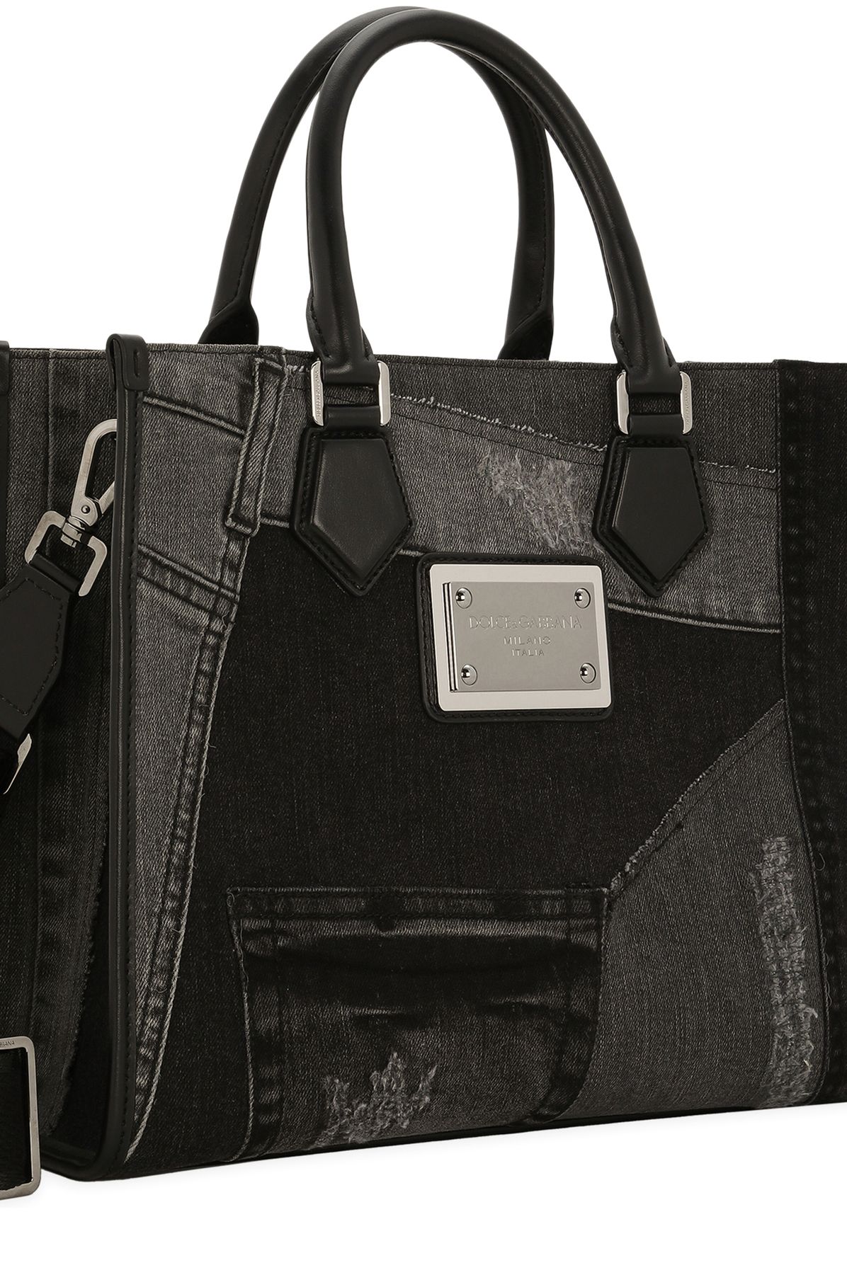 Dolce & Gabbana Small Denim Patchwork Tote Bag