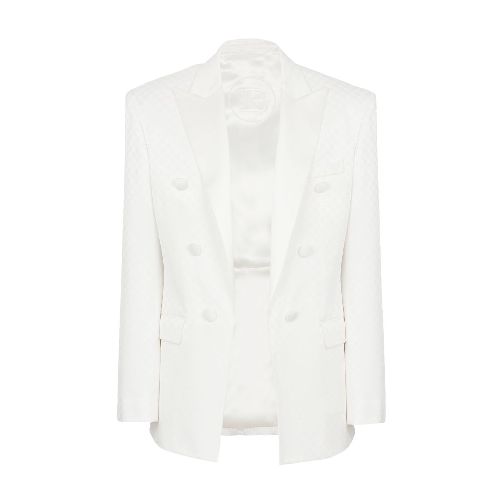 Balmain 6-Button Satin Monogram Jacket