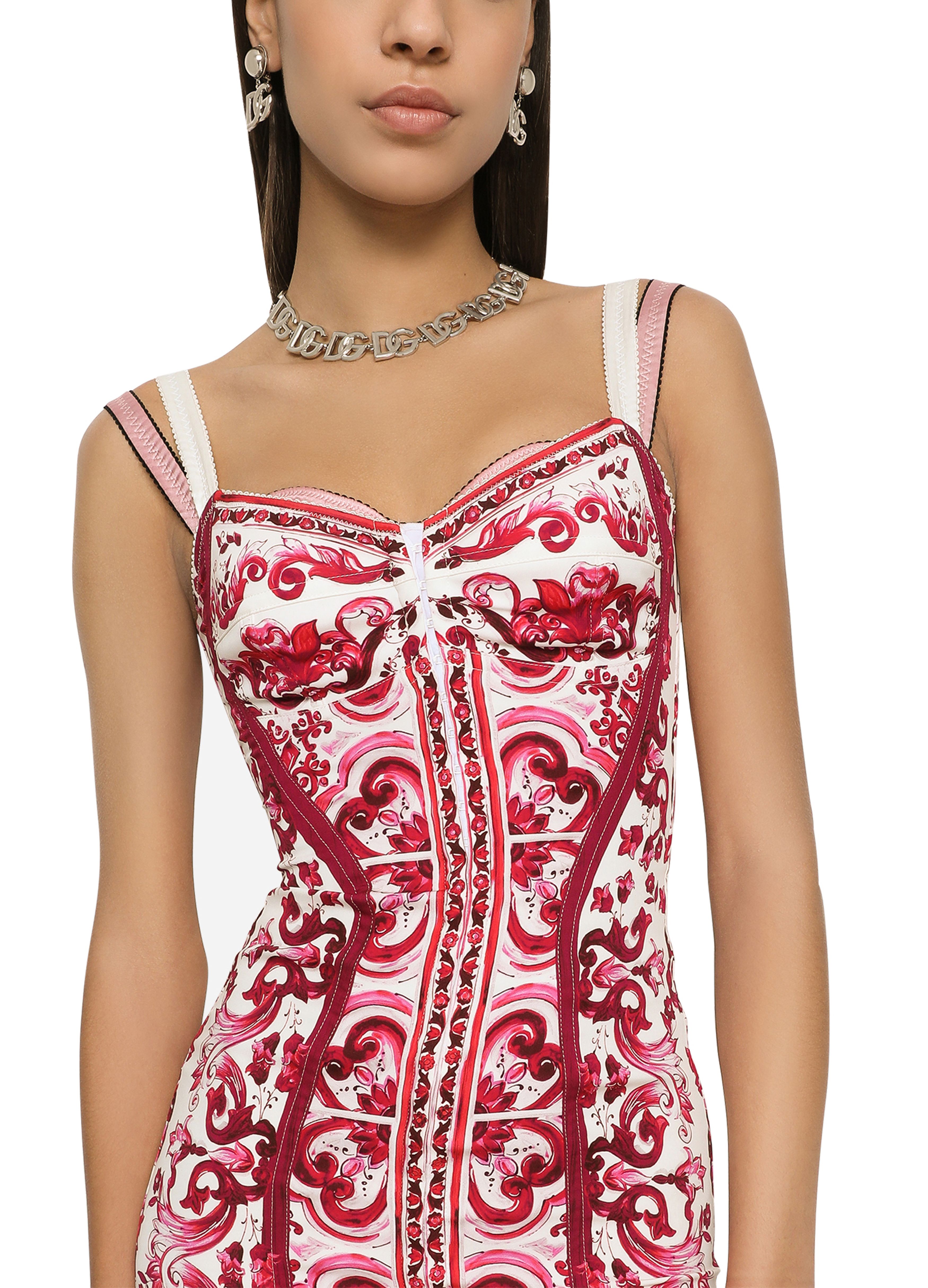 Dolce & Gabbana Majolica charmeuse corset dress