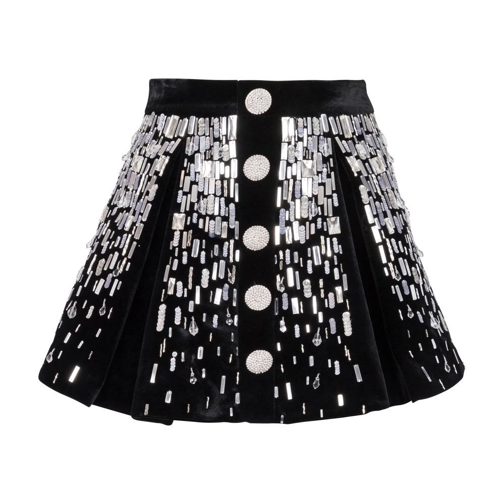 Balmain Embellished Skater Skirt