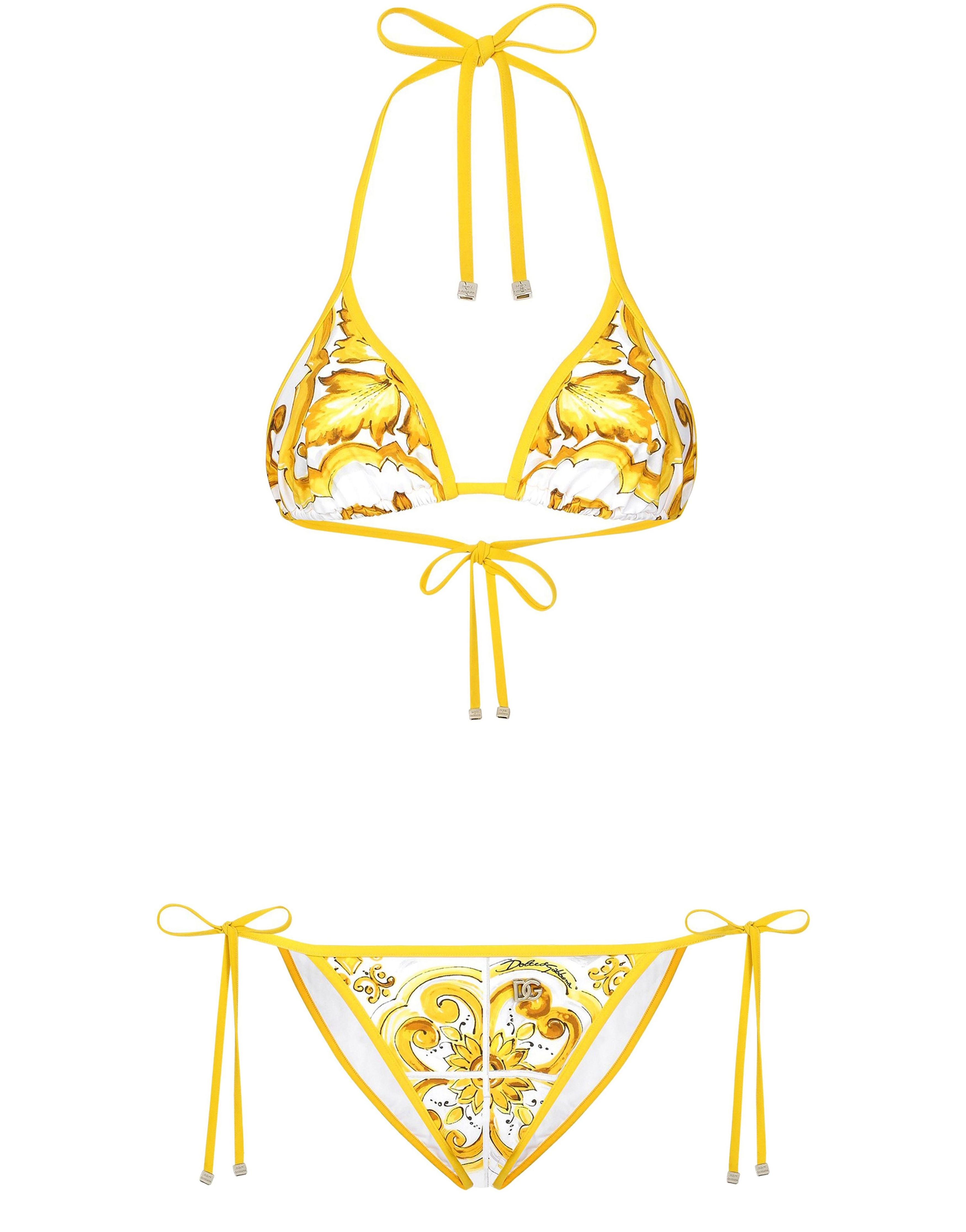 Dolce & Gabbana Majolica-print triangle bikini