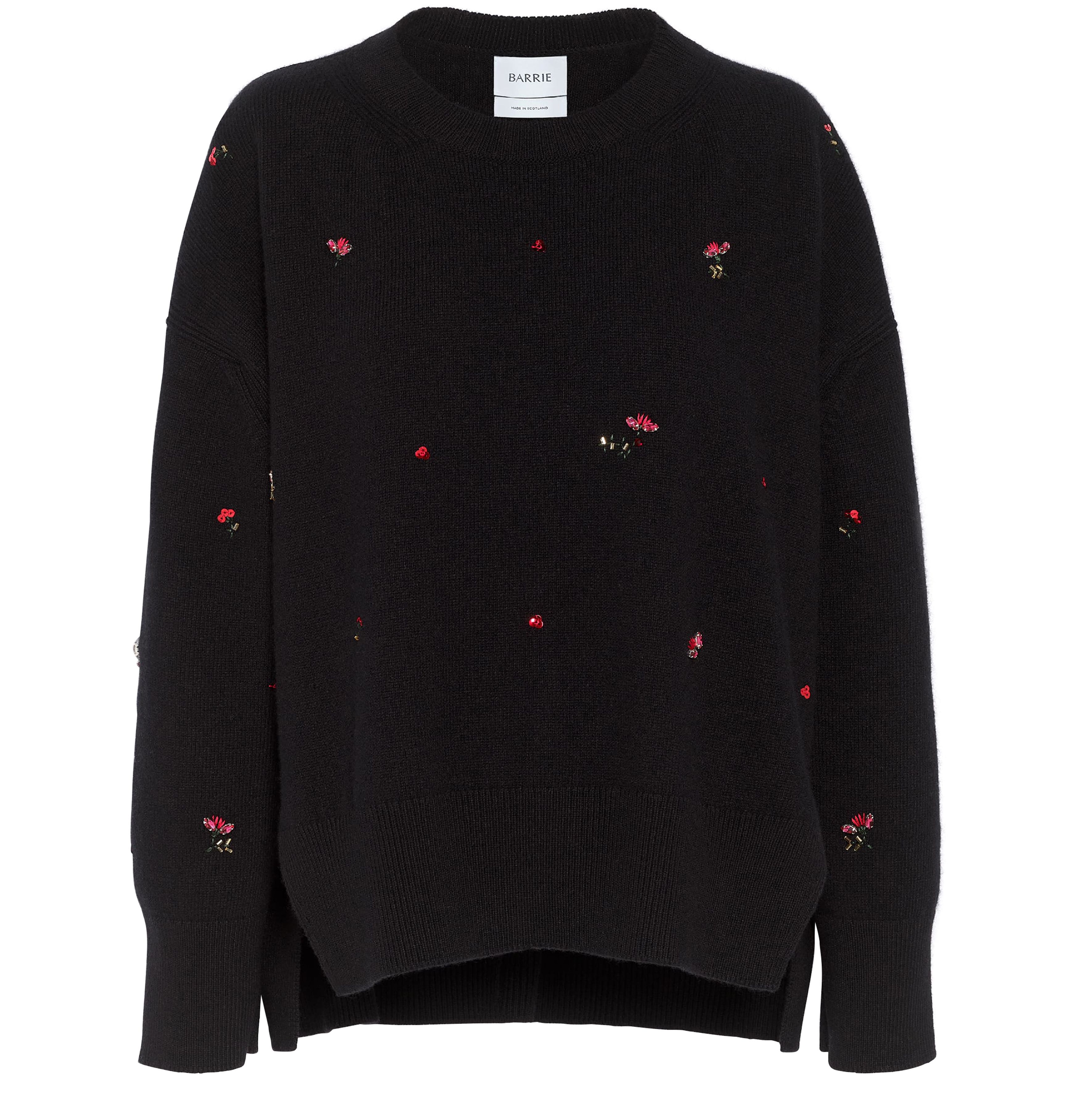 Barrie Iconic oversized jumper in cashmere with floral embroidery