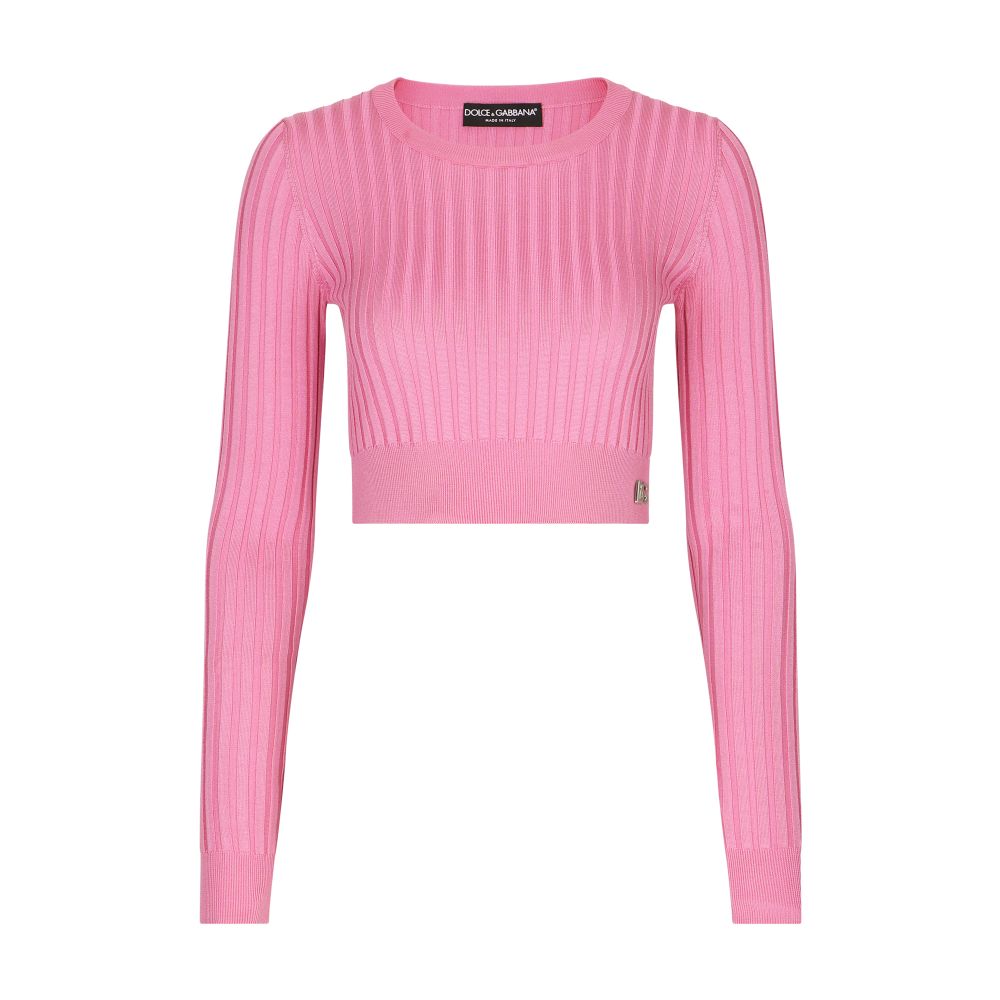 Dolce & Gabbana Ribbed Cropped Silk Top