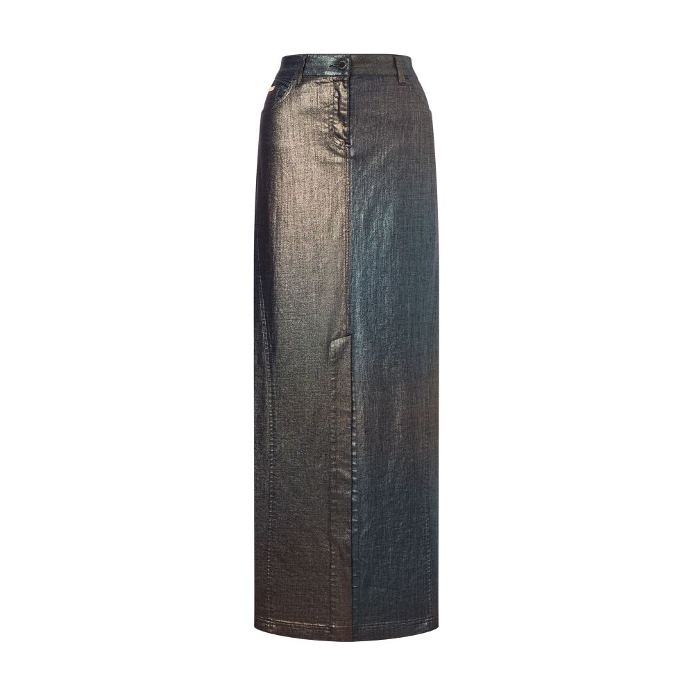 Alberta Ferretti Long skirt in laminated and shaded denim