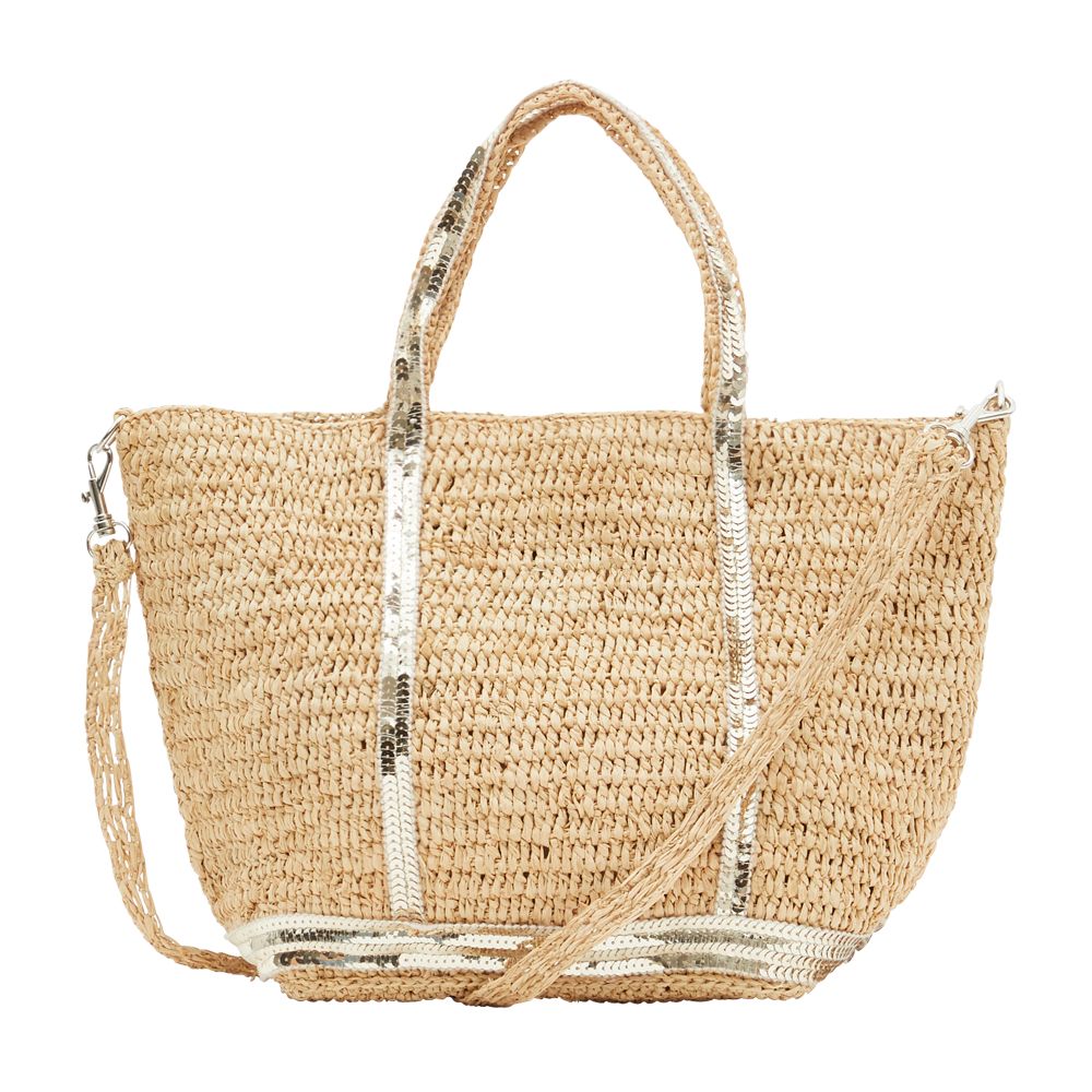  Raffia and sequins S Cabas Tote