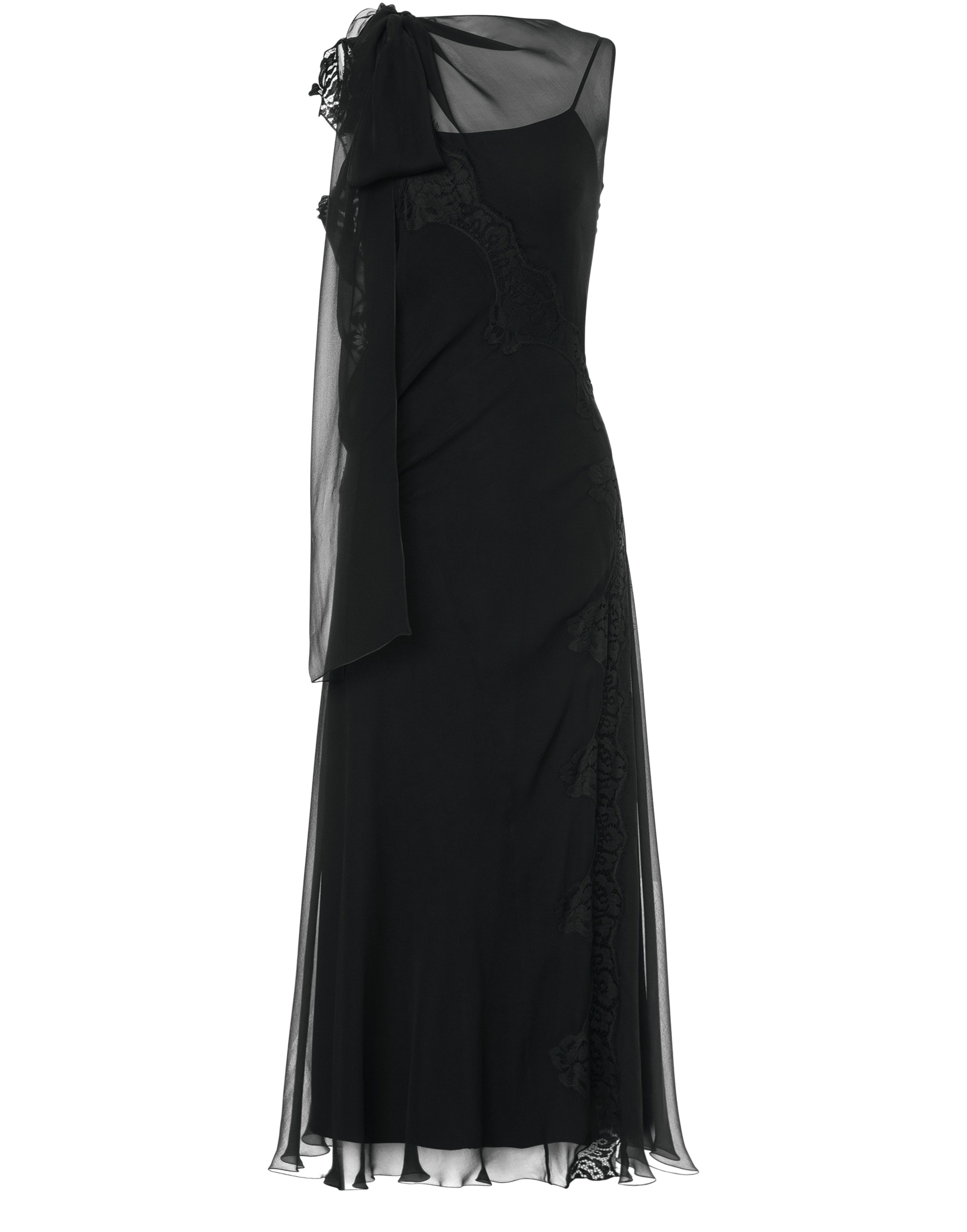 Alberta Ferretti Organic chiffon dress with lace