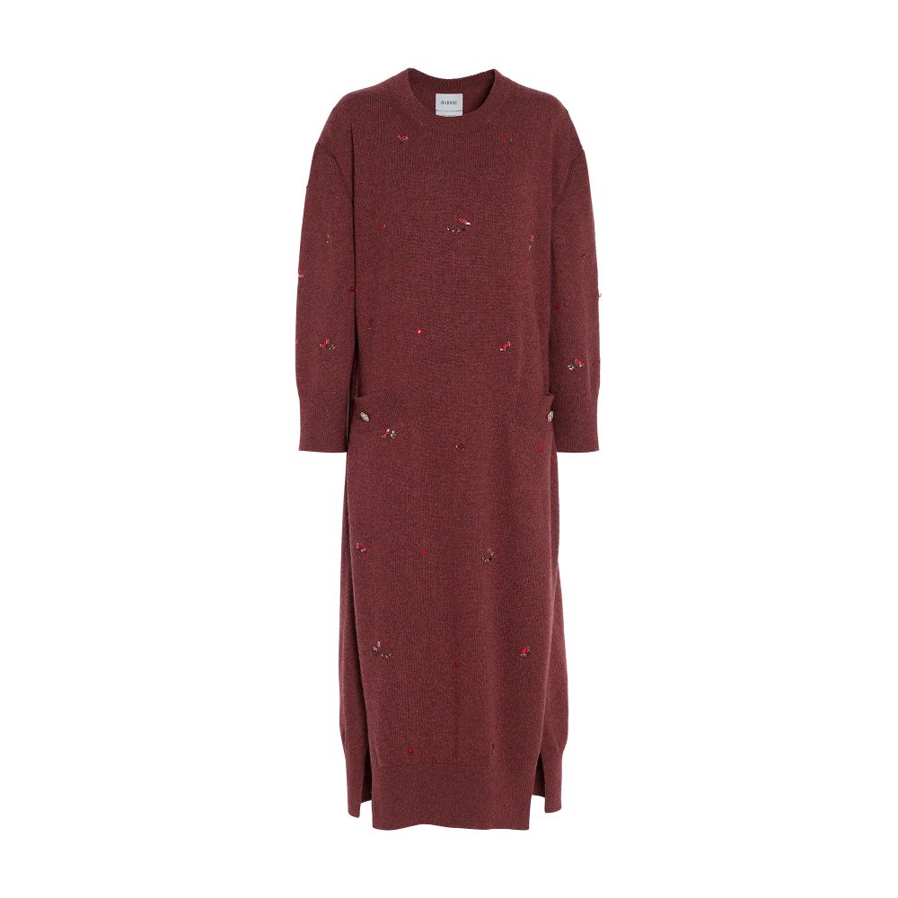 Barrie Iconic midi dress in cashmere with floral embroidery