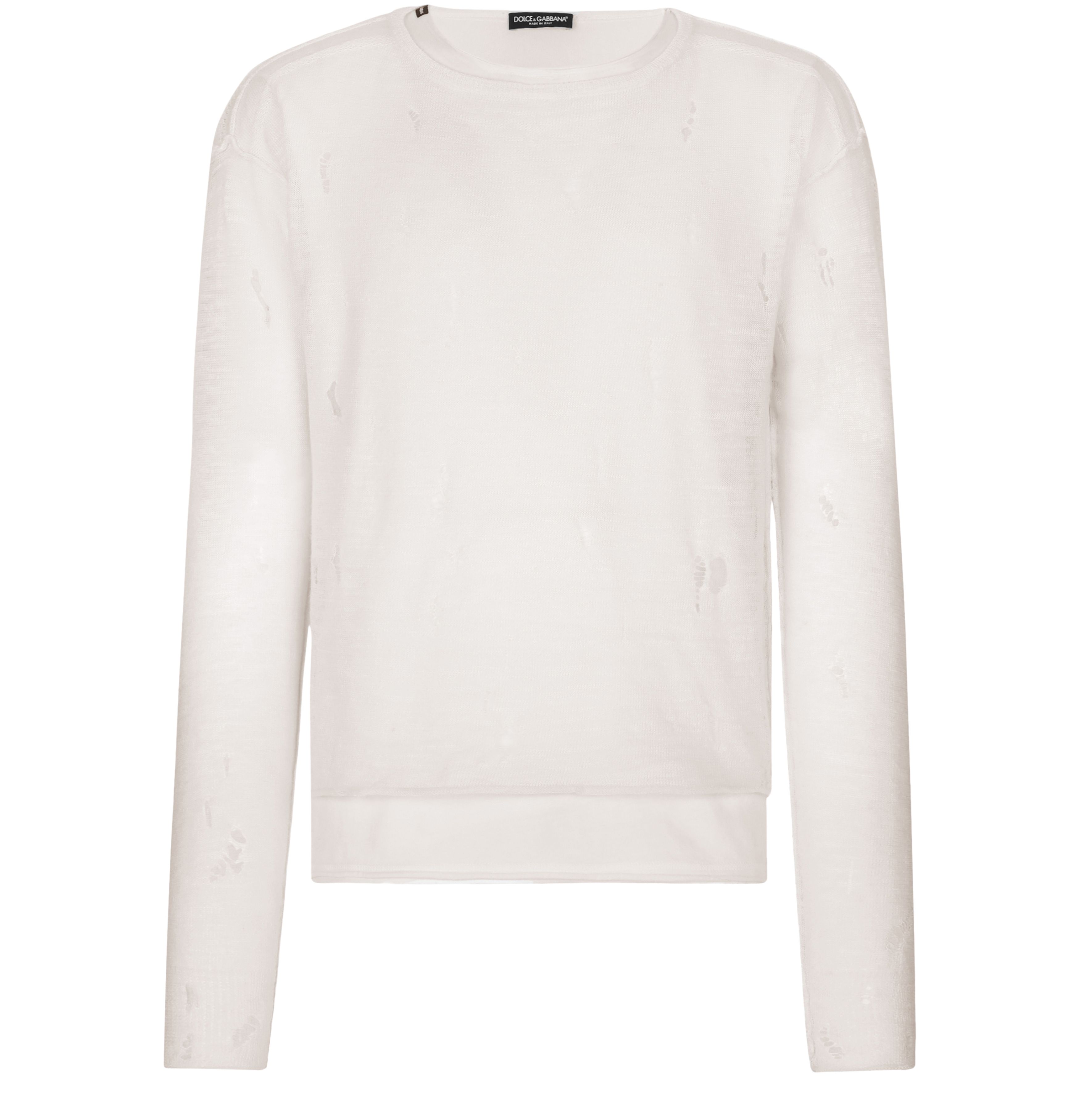 Dolce & Gabbana Technical Linen Sweater with Distressed Details