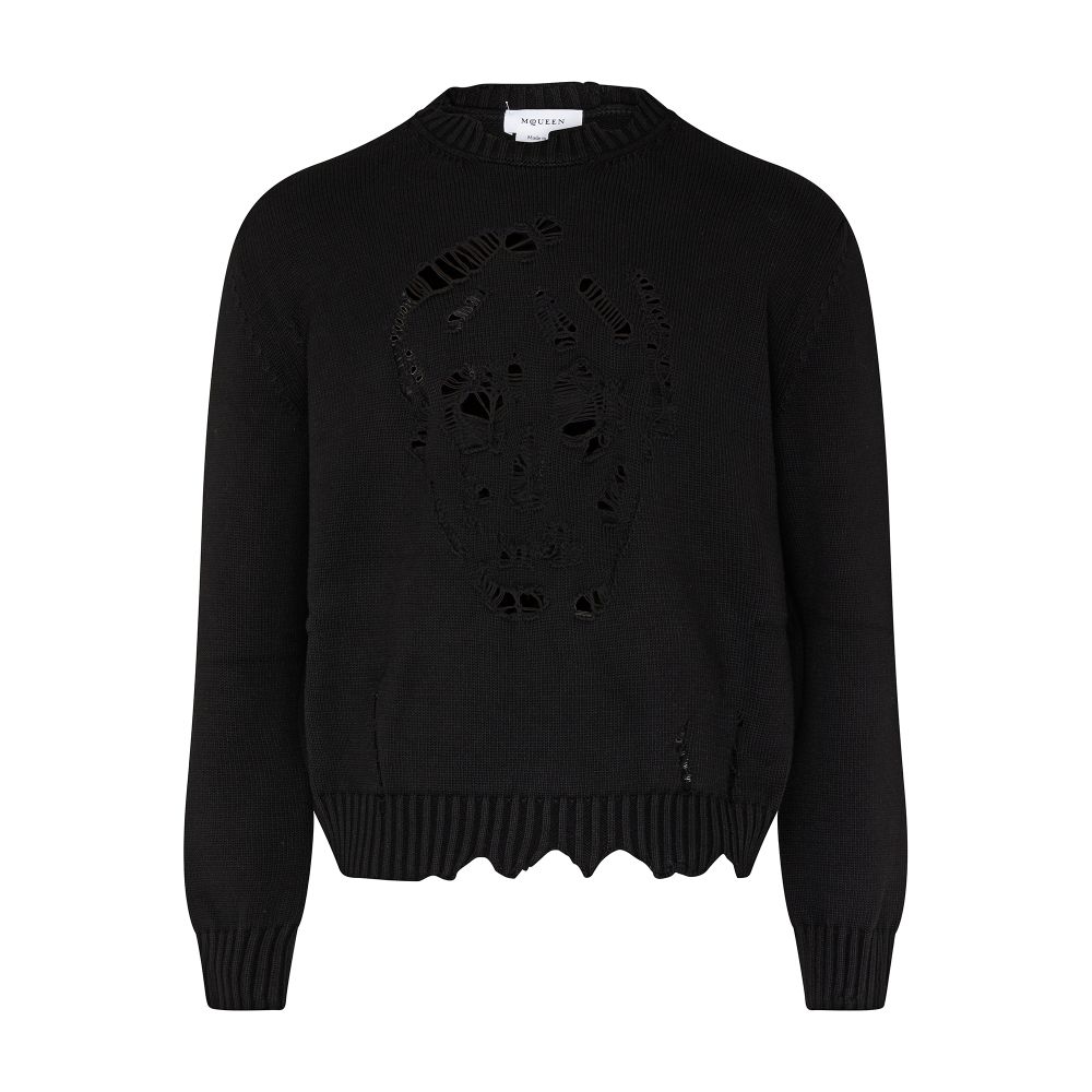 Alexander McQueen Crew neck distressed jumper