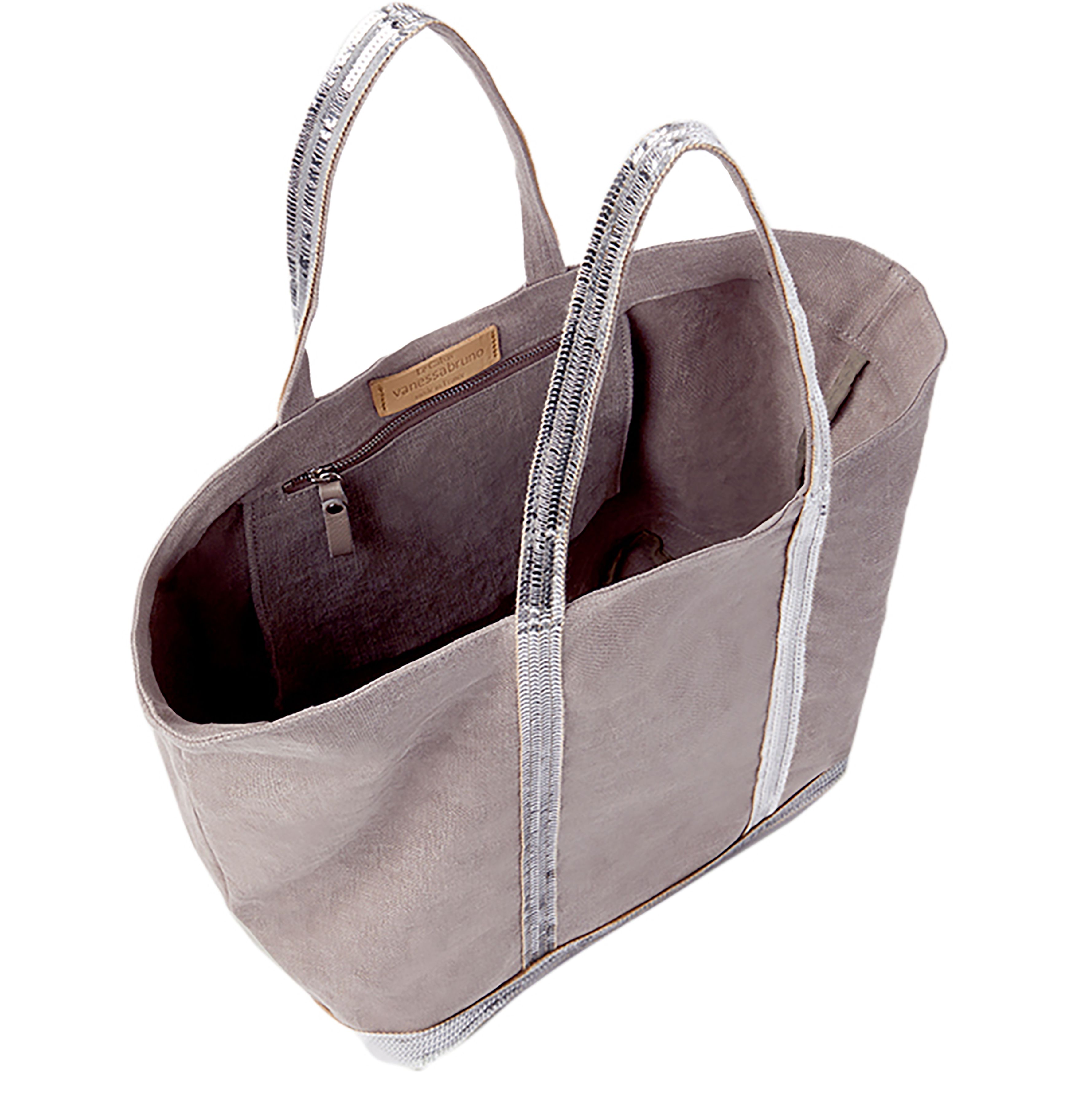  Linen and Sequins Shoulder Strap L Cabas Tote