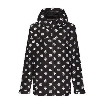 Dolce & Gabbana Quilted nylon jacket with hood and DG logo print