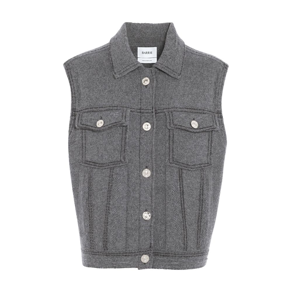 Barrie Oversized sleeveless denim jacket in cashmere and cotton