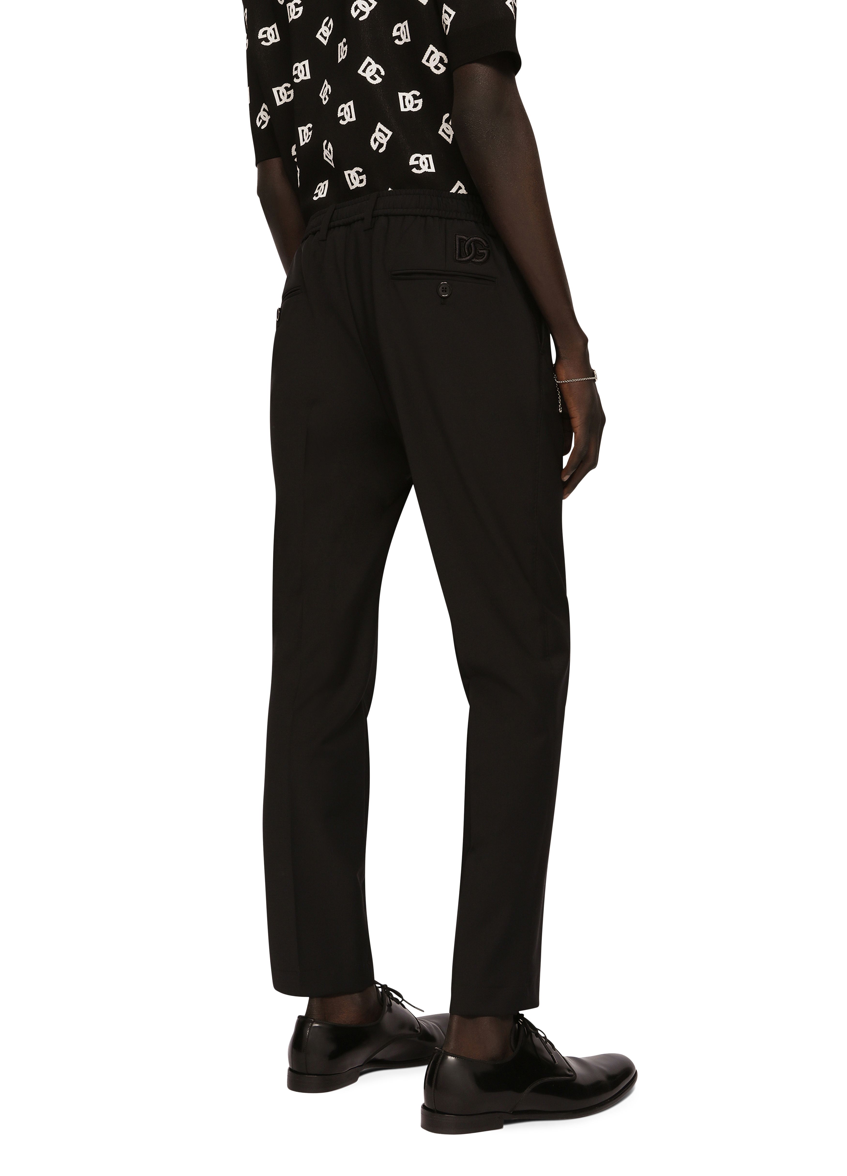 Dolce & Gabbana Stretch cotton pants with DG embroidery