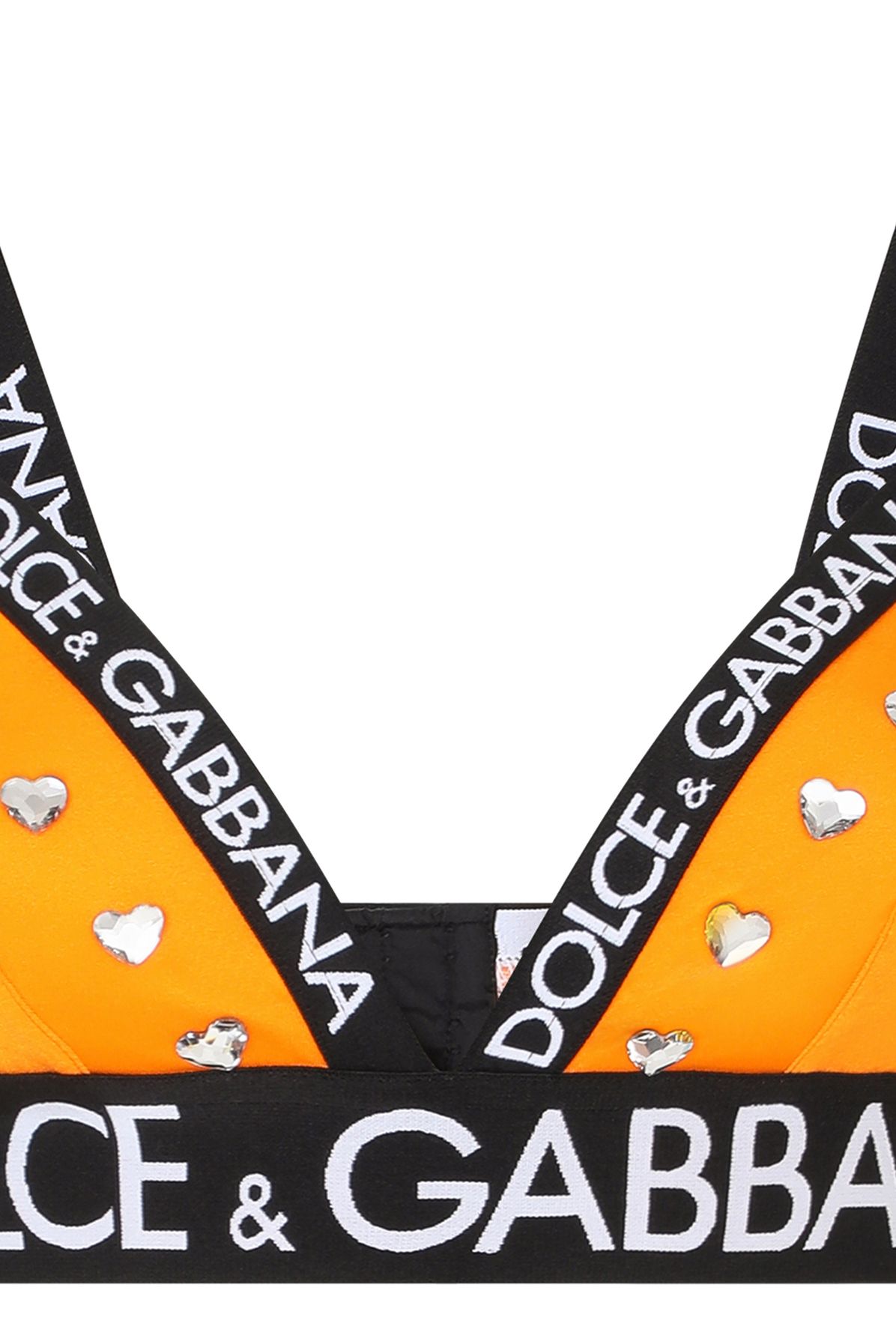 Dolce & Gabbana Spandex triangle bra with rhinestones and branded elastic