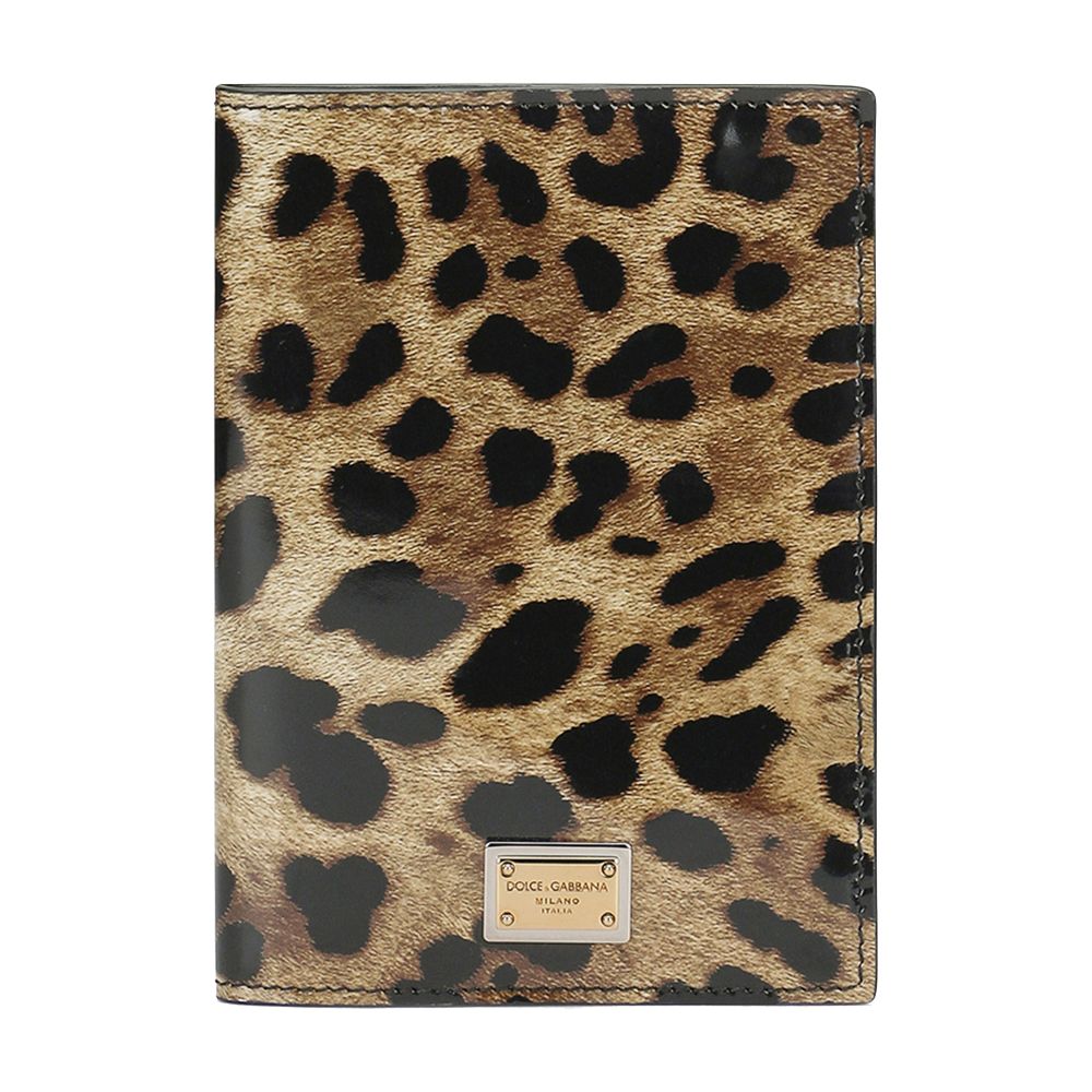 Dolce & Gabbana Polished calfskin passport holder with leopard print