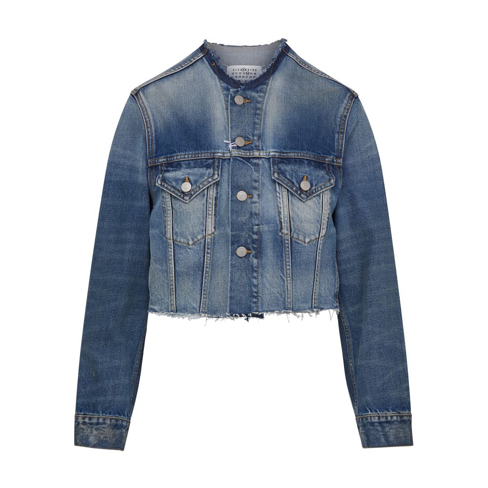 Maison Margiela Cropped Collarless Denim Jacket