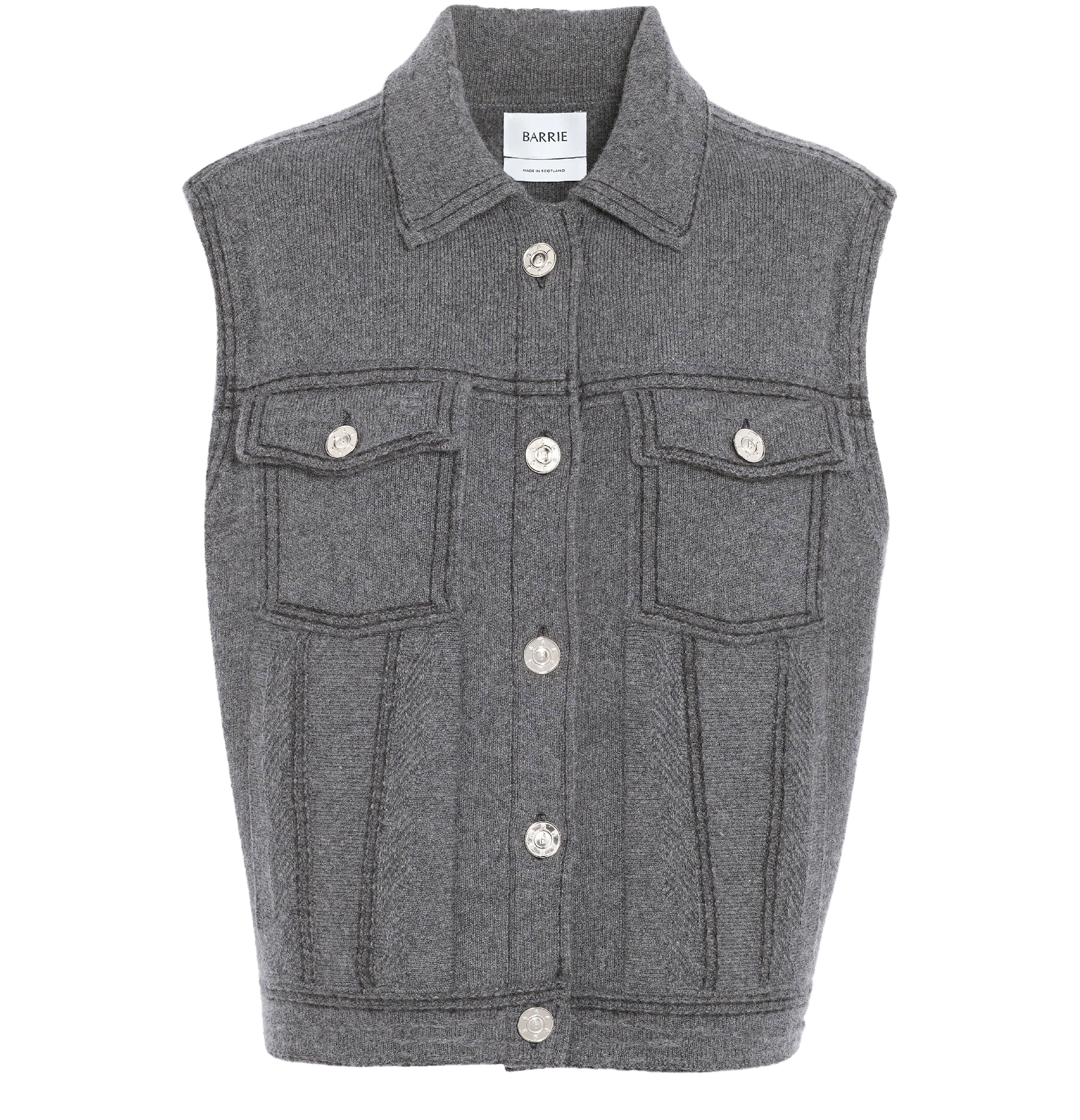 Barrie Oversized sleeveless denim jacket in cashmere and cotton