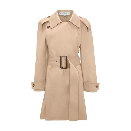  Wrap front mid-length trench coat