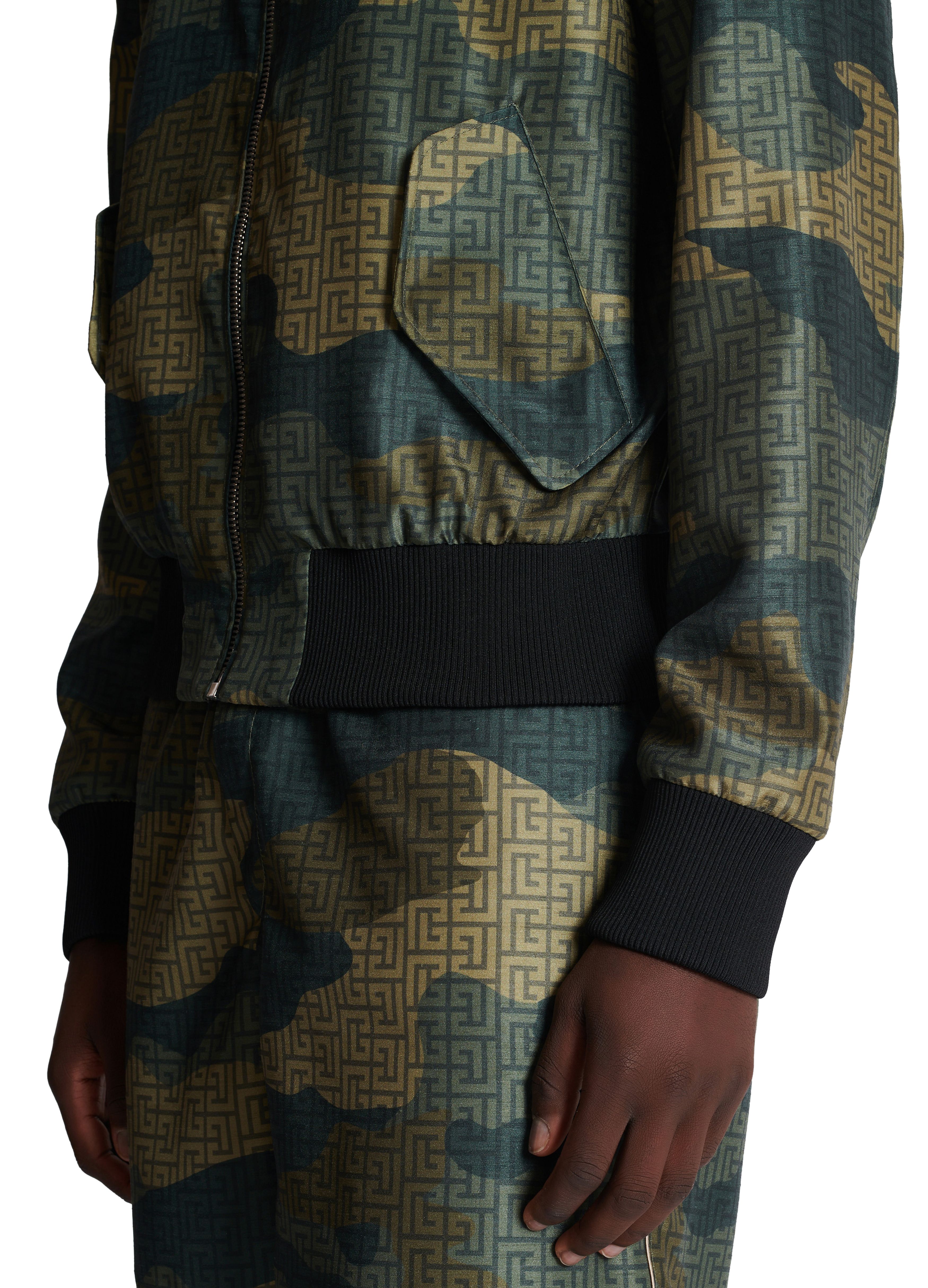 Balmain Camouflage print shantung aviator jacket