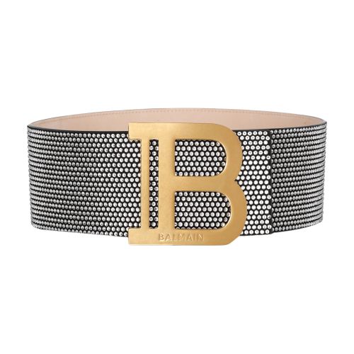 Balmain B-Belt in suede and crystals