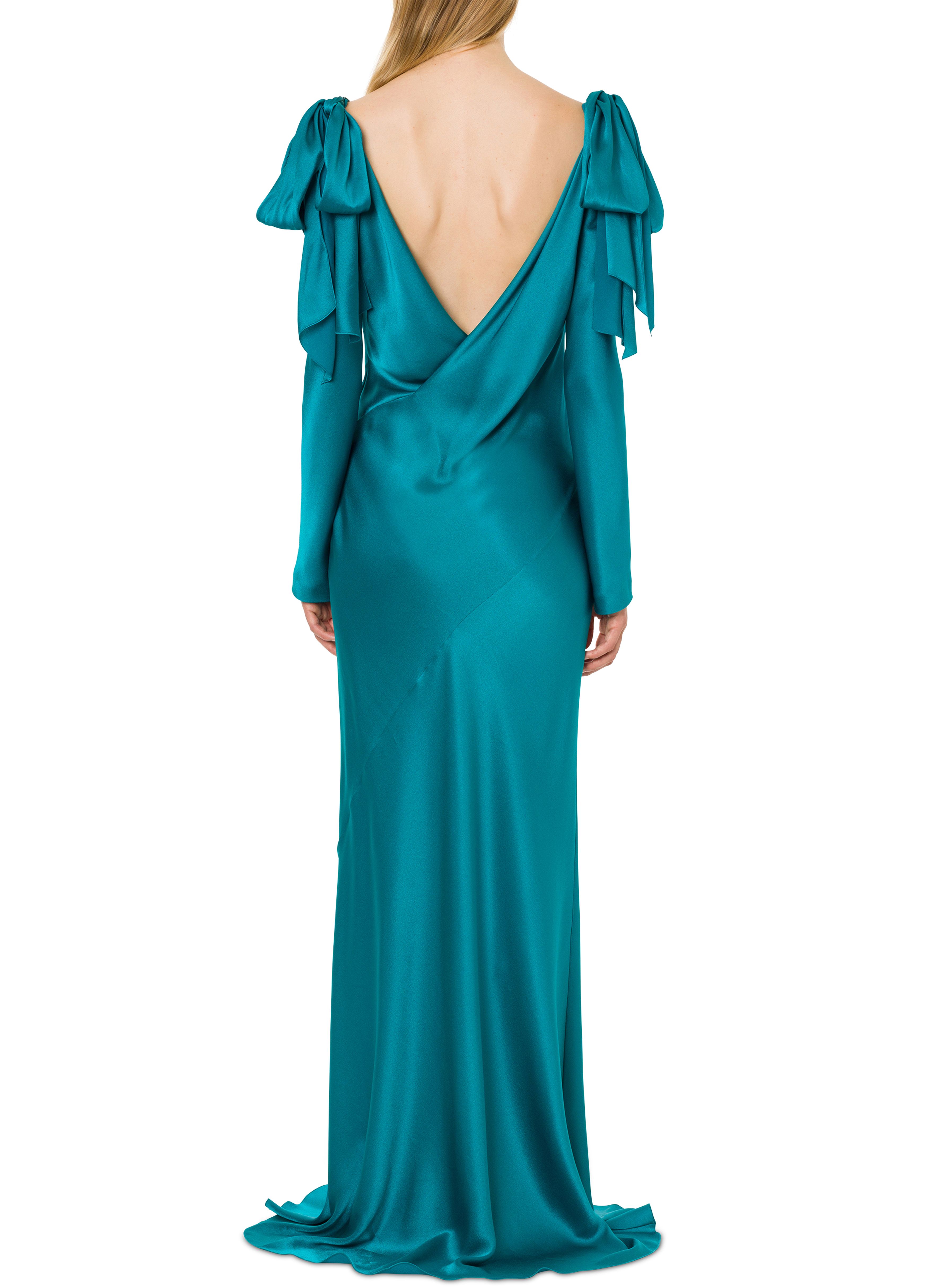 Alberta Ferretti Long satin dress with bows