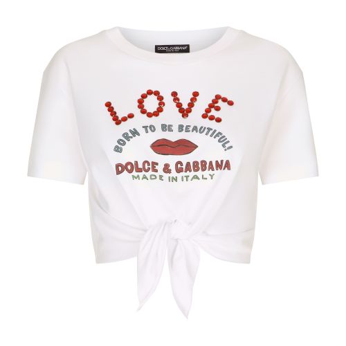 Dolce & Gabbana Cropped jersey T-shirt with knot detail