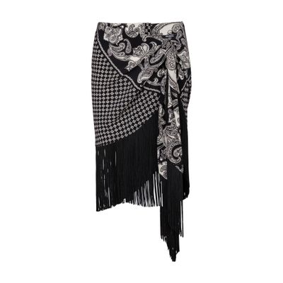 Balmain Fringed silk scarf skirt