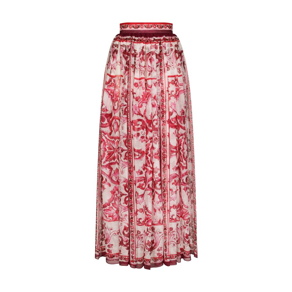 Dolce & Gabbana Long majolica-print chiffon skirt