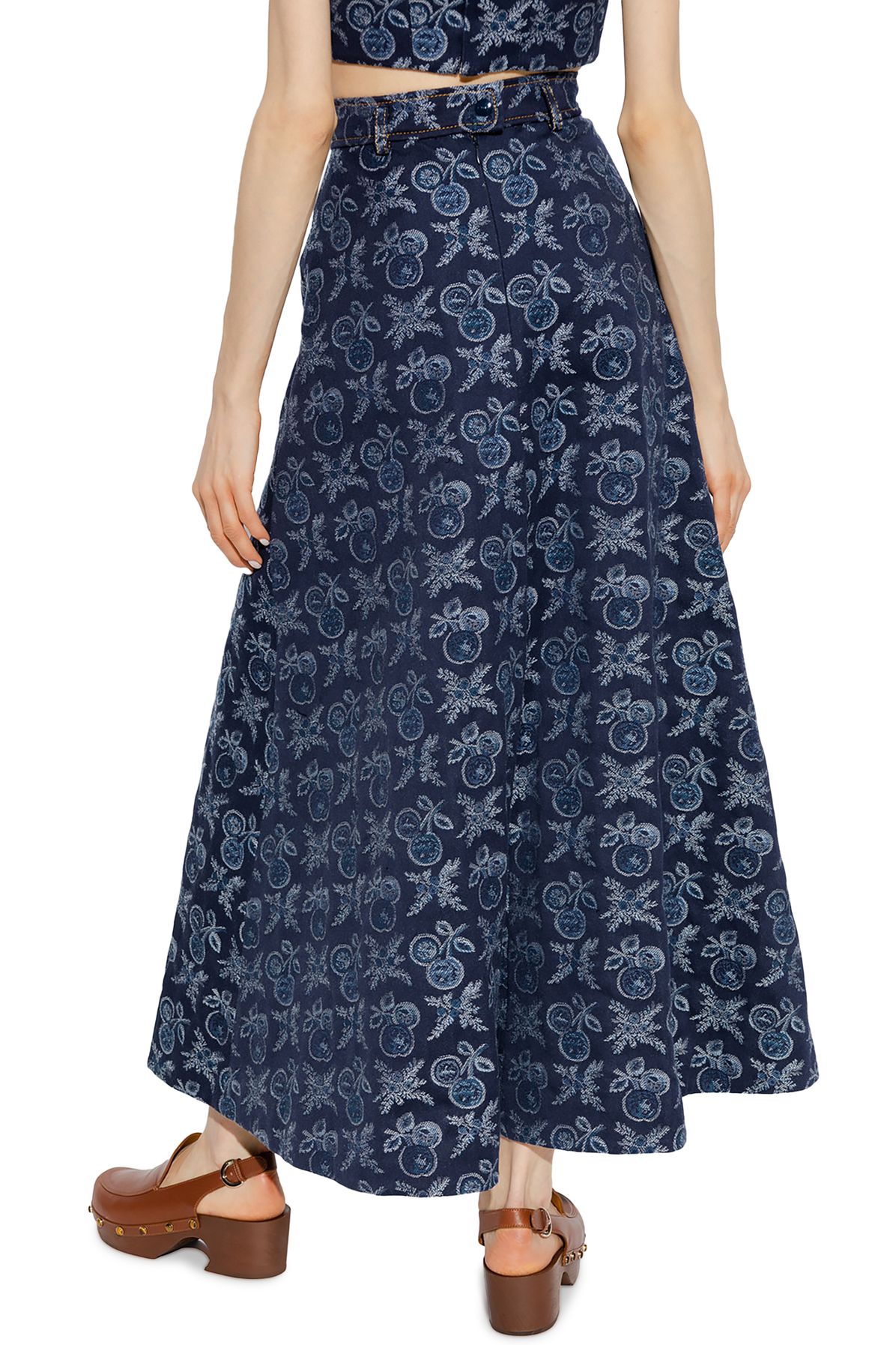 Etro Embroidered denim skirt