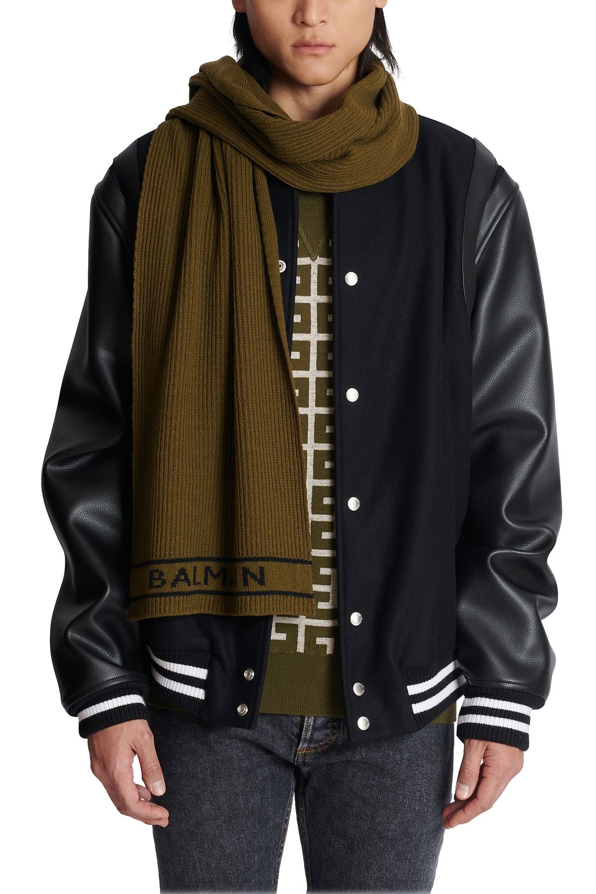 Balmain Wool scarf with Balmain logo