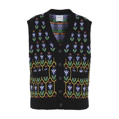 Barrie Chunky cashmere and cotton gilet with thistle motif