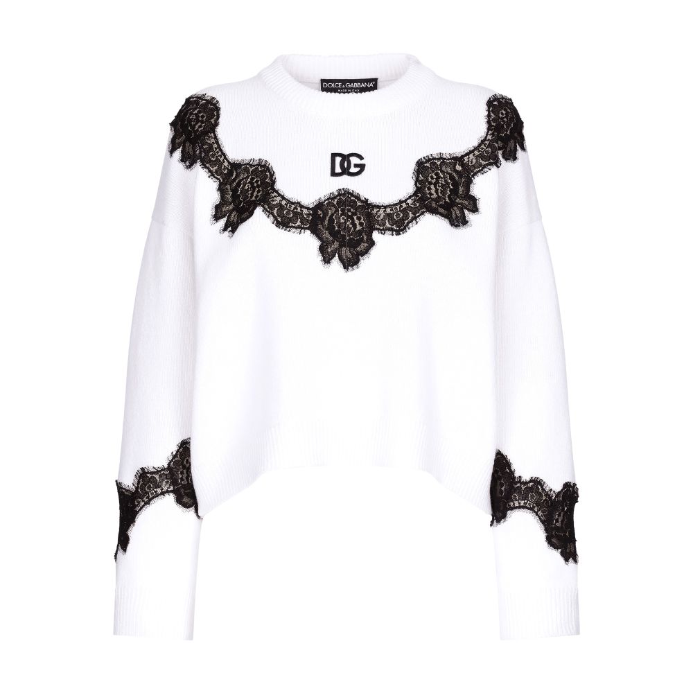 Dolce & Gabbana Wool sweater and lace inserts