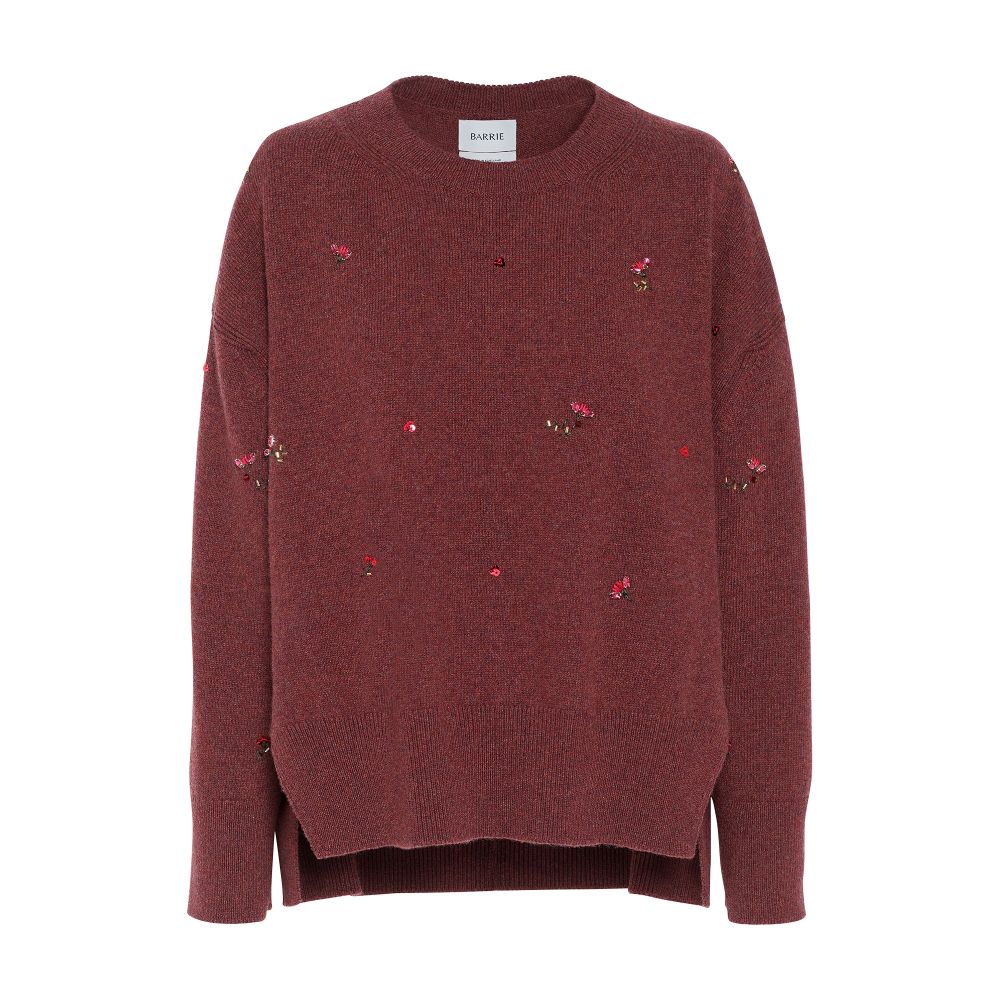 Barrie Iconic oversized jumper in cashmere with floral embroidery