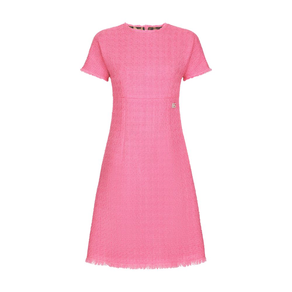 Dolce & Gabbana Raschel tweed calf-length dress with logo