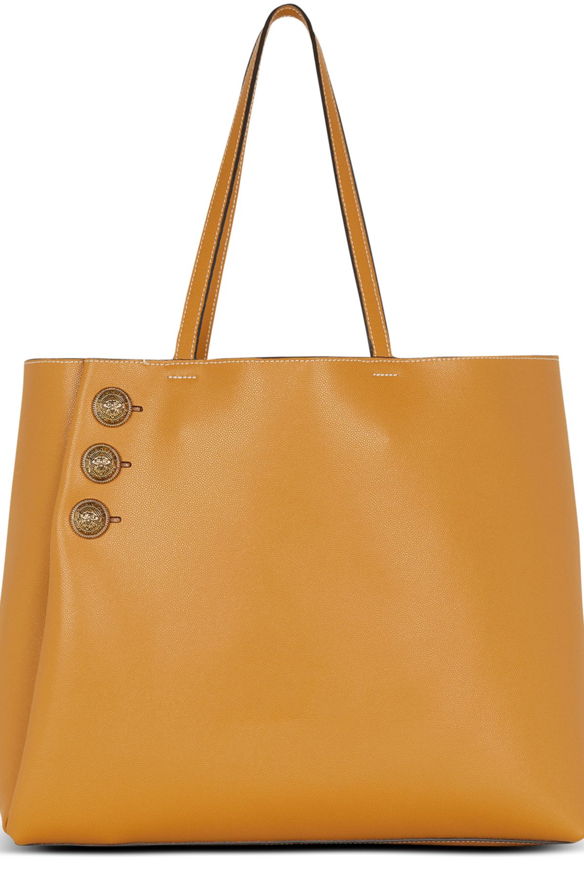 Balmain EmblÃ¨me Grained Leather Tote Bag