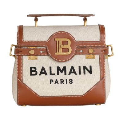 Balmain B-Buzz 23 canvas bag with leather inserts