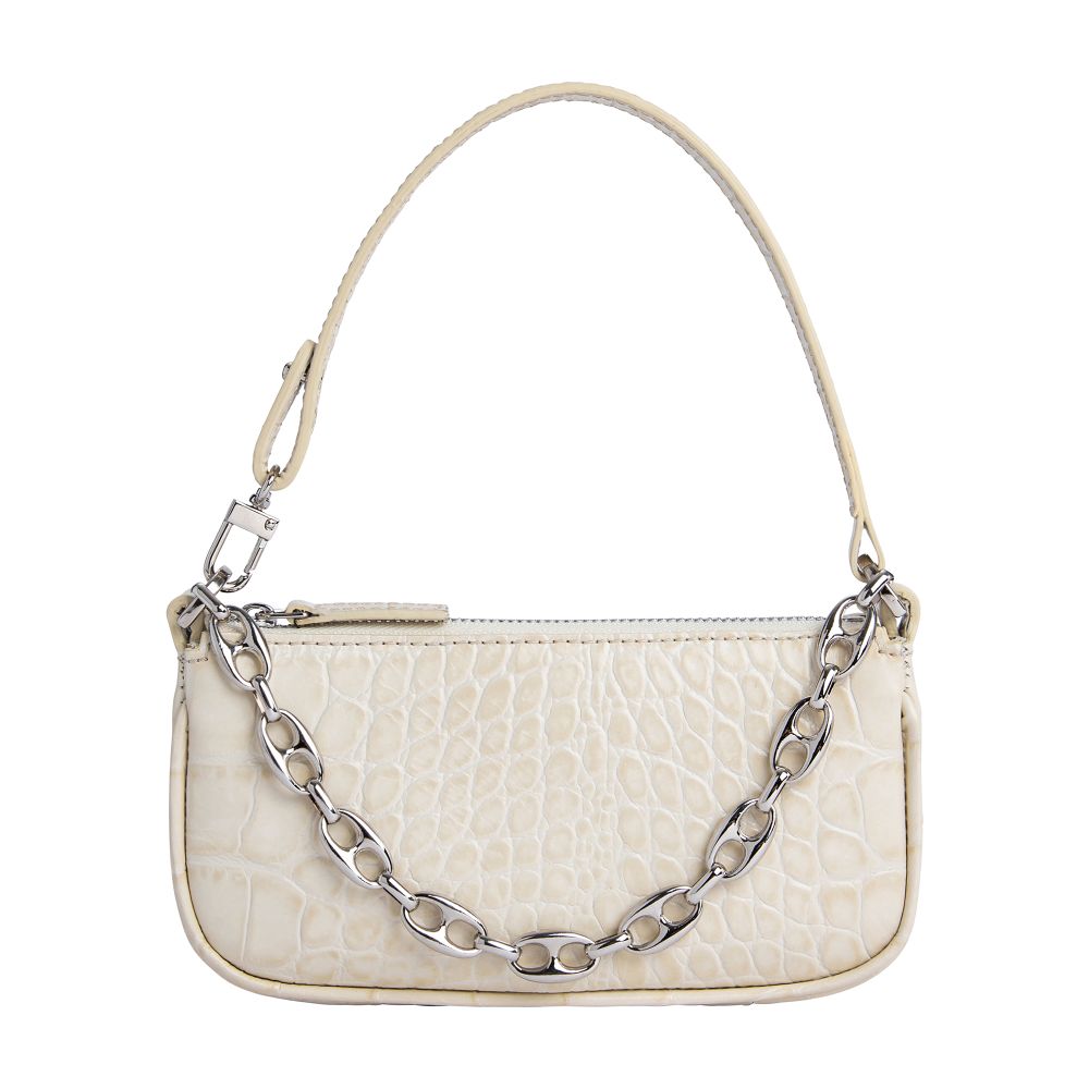 BY FAR Mini Rachel croco embossed leather handbag