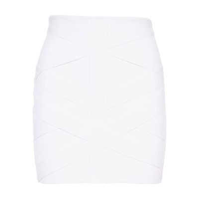 Balmain Short ivory and knit bandage skirt