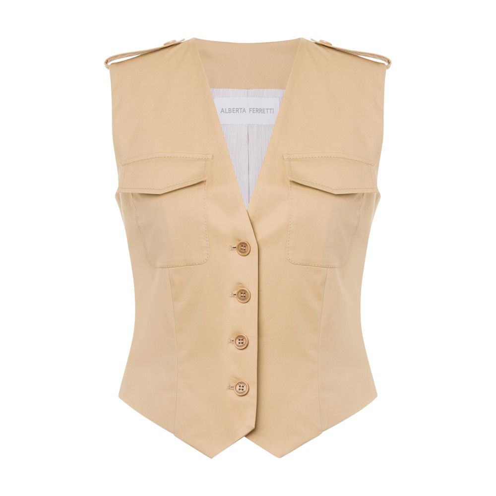 Alberta Ferretti Waistcoat in Stretch sateen with pockets