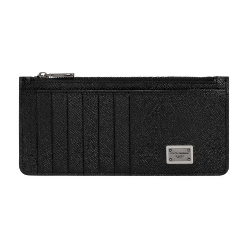 Dolce & Gabbana Calfskin vertical card holder with logo tag