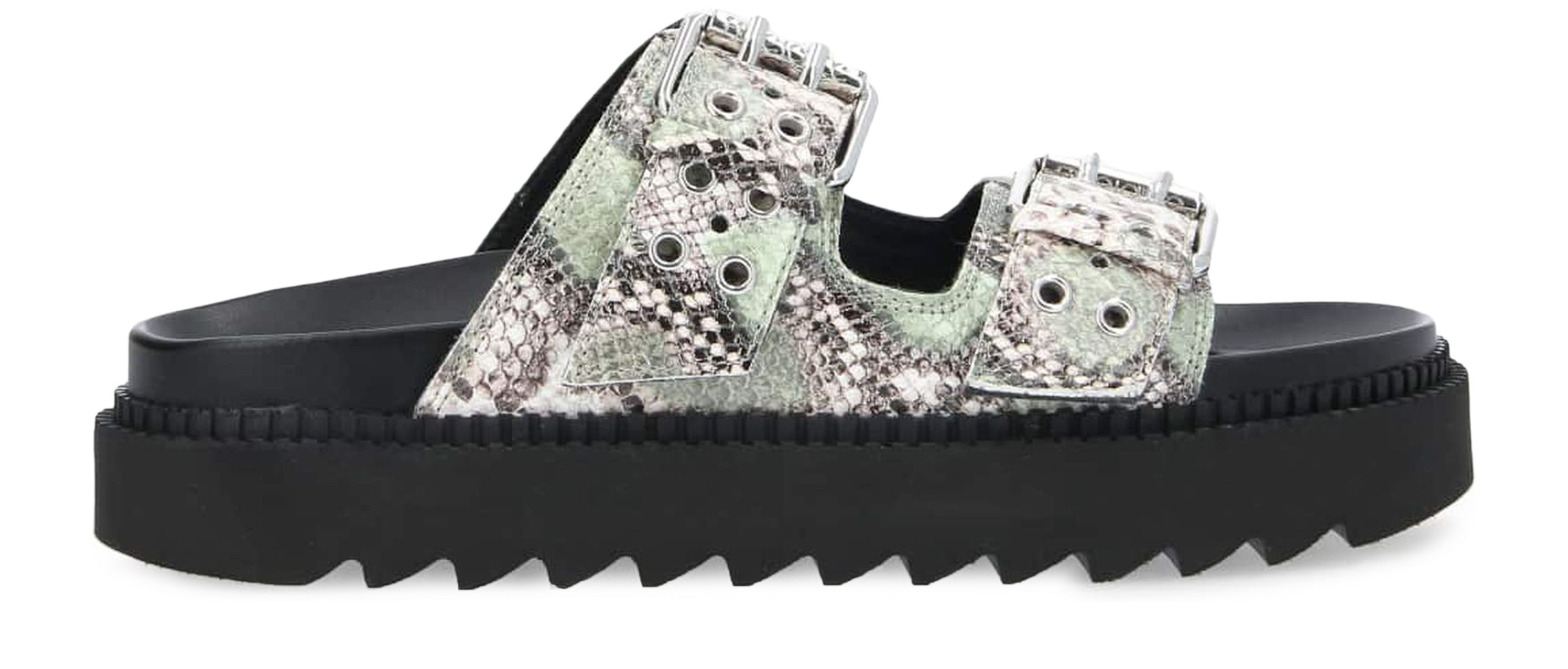  Knife flat snakeskin-print Mules with buckle