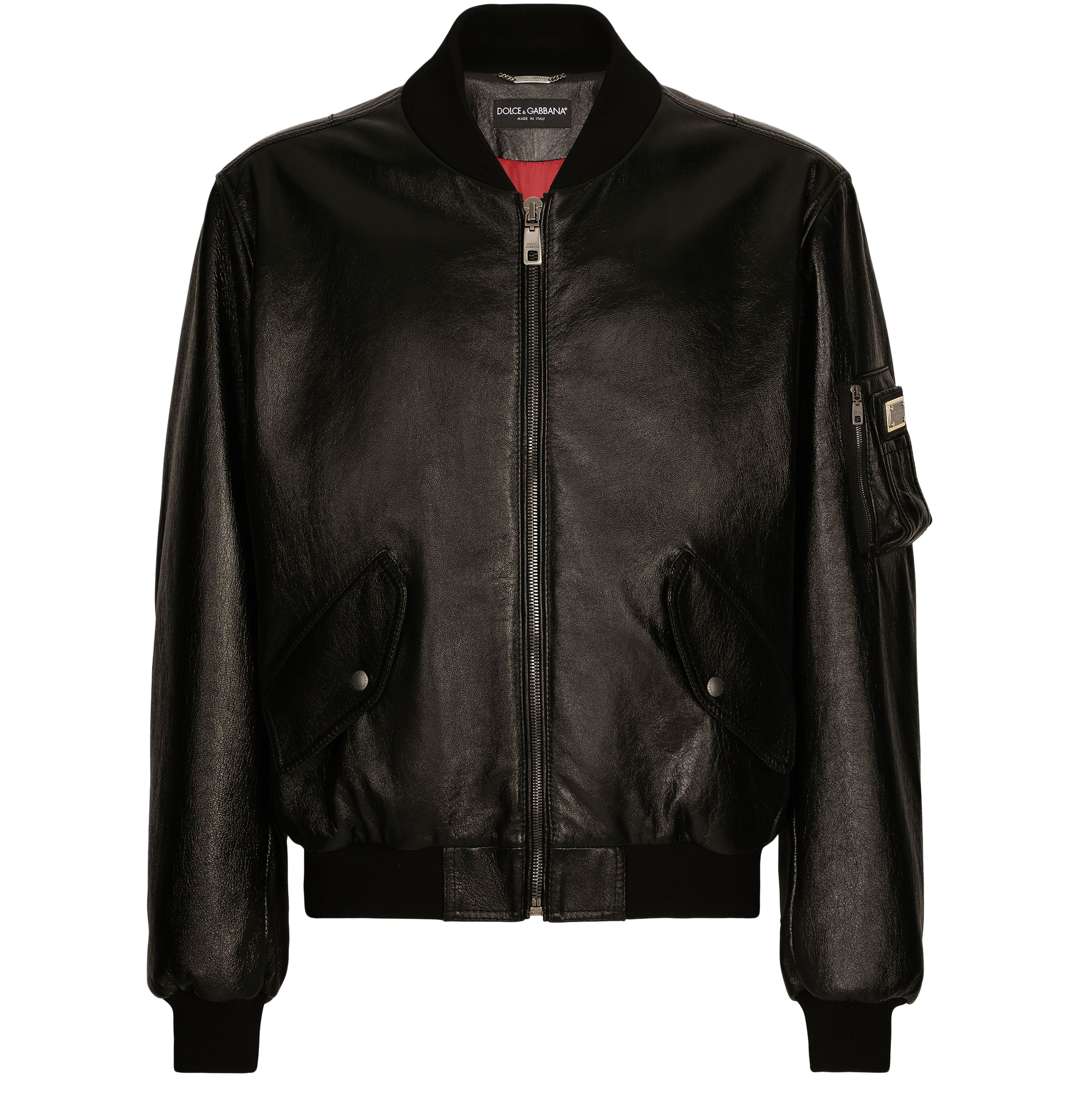 Dolce & Gabbana Leather jacket with branded tag